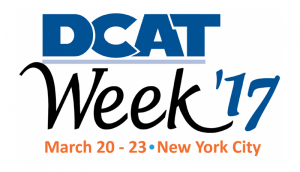 DCAT Week '17 event logo, dates March 20-23, in New York City. Bold text highlights the event's name and location.