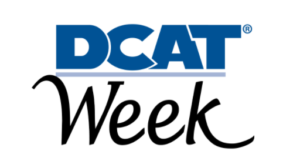 Logo displaying "DCAT Week" in bold blue and black text on a white background.
