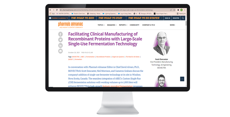 Facilitating Clinical Manufacturing of Recombinant Proteins with Large-Scale Single-Use Fermentation Technology Article On Desktop
