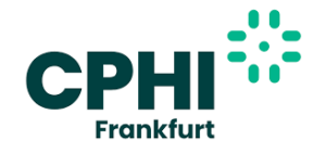 Logo displaying "CPHI Frankfurt" with a stylized green and teal medical cross design on the right. Simple, modern branding.