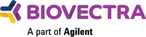 The image shows the Biovectra logo with the tagline "A part of Agilent," featuring geometric shapes in blue, yellow, and text in purple and black.