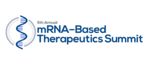 Logo for the 5th Annual mRNA-Based Therapeutics Summit. Features a stylized DNA helix beside the event title in blue text.
