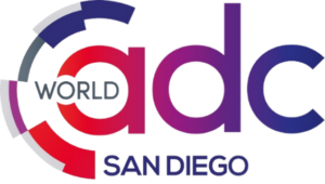 The image features the "World ADC San Diego" logo with bold, colorful letters and a circular design symbolizing connection and innovation.
