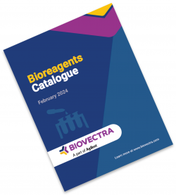 Cover of Bioreagents Catalogue, February 2024, by Biovectra, a part of Agilent. Features schematic equipment illustrations and corporate branding.