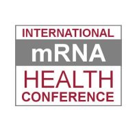 Logo for the International mRNA Health Conference, featuring bold red and gray text within a rectangular design, emphasizing "mRNA" prominently.